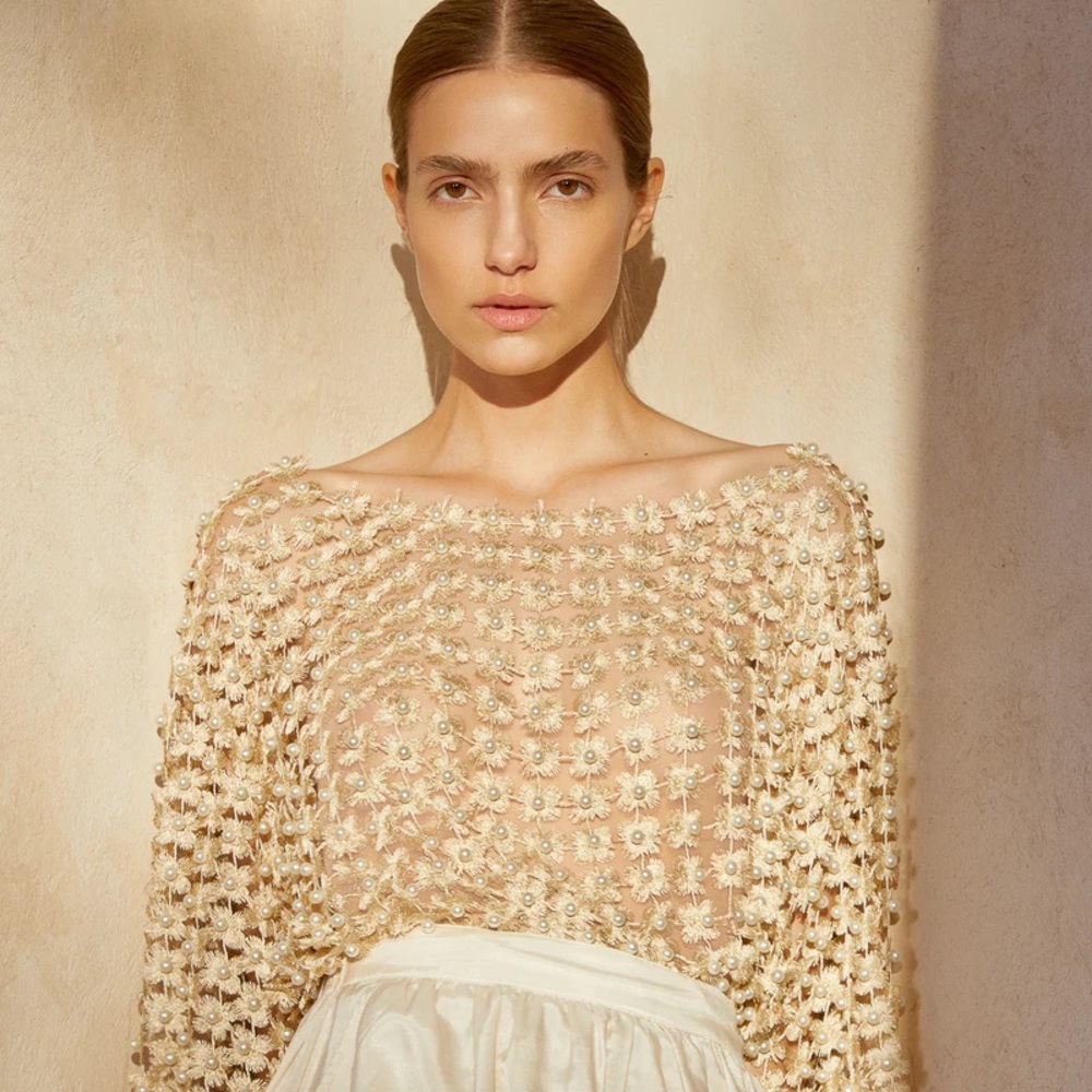 Pearl Detail Crotchet Top